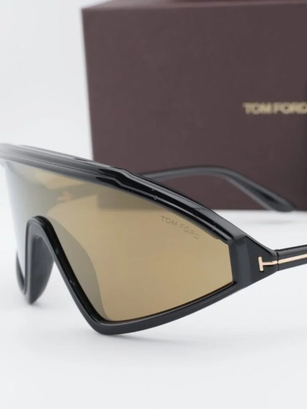 Tom Ford Lorna FT1121 01G Shield Sunglasses - Black / Brown